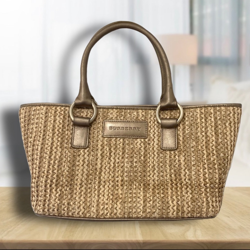 BURBERRY London authentic Woven satchel EXCELLENT CONDITION boho hippie#H91